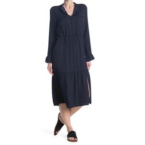 NSR Lexi Button Front Midi Dress Navy Blue Size XL NWT